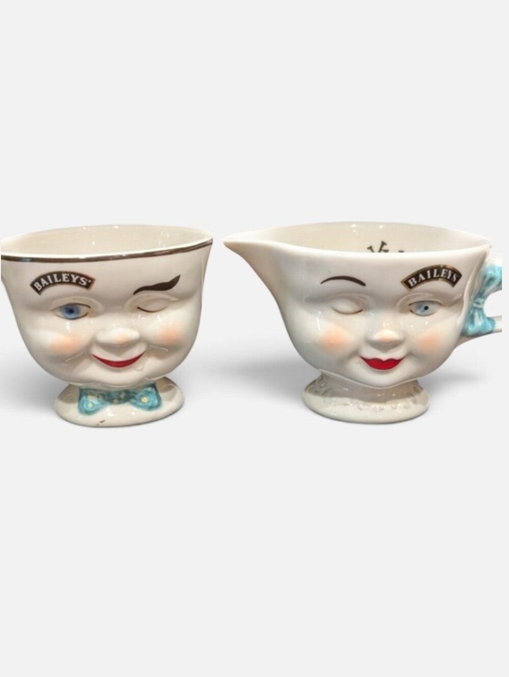 Baileys Irish Cream 1996 Limited Edition Wink Face Sugar Bowl & Creamer Set